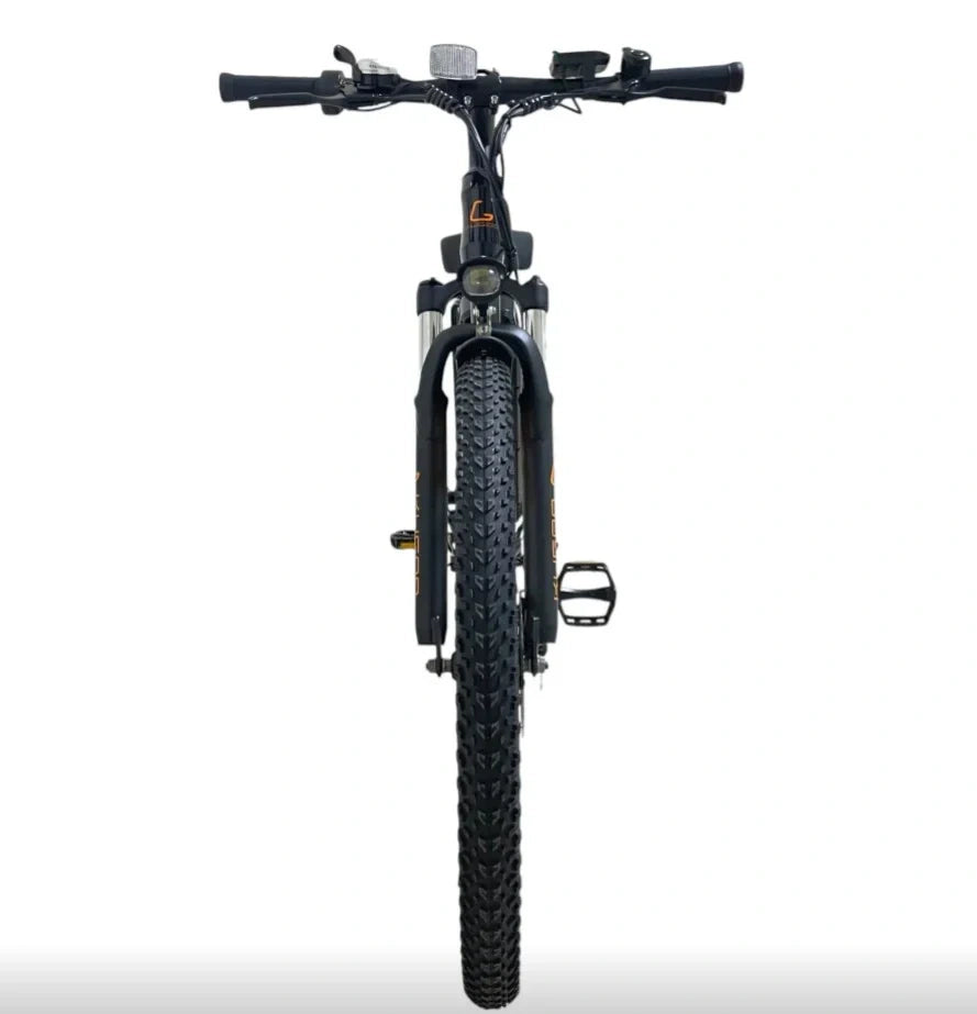 Black bicycle on a white background