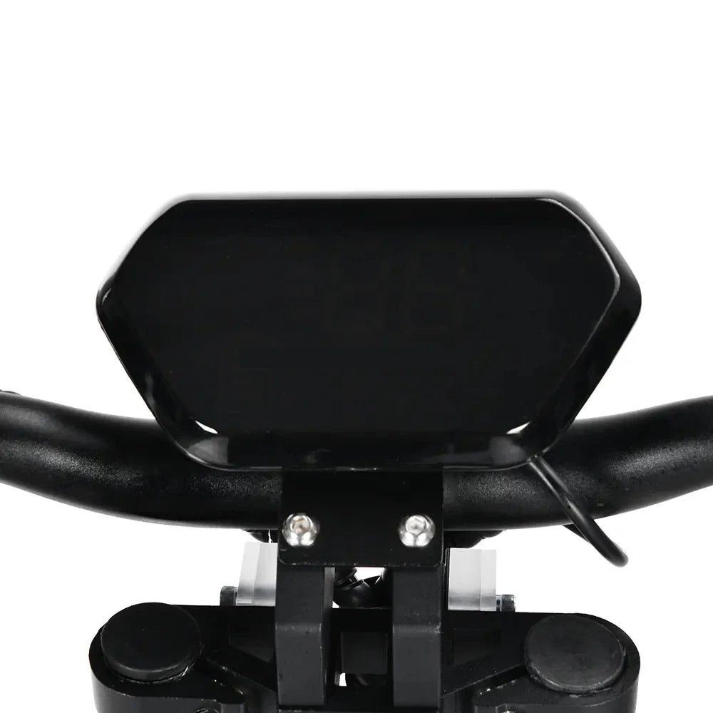 Black motorcycle seat with handlebar on a white background