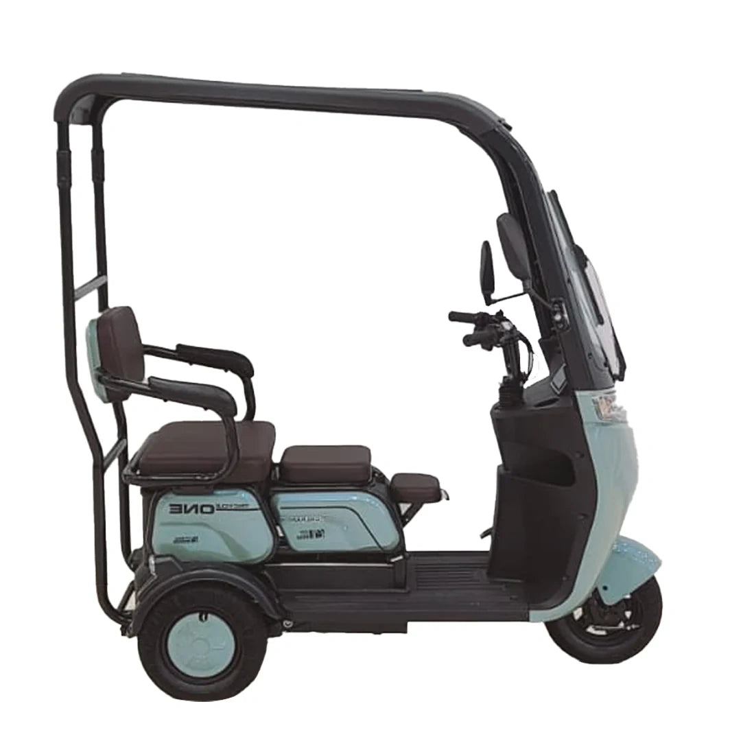 Electric scooter with a canopy on a white background