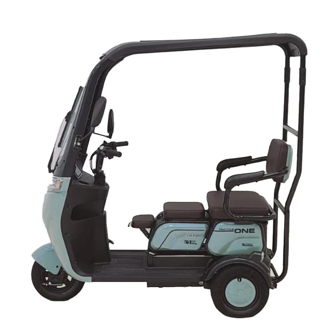 Electric scooter with a canopy on a white background