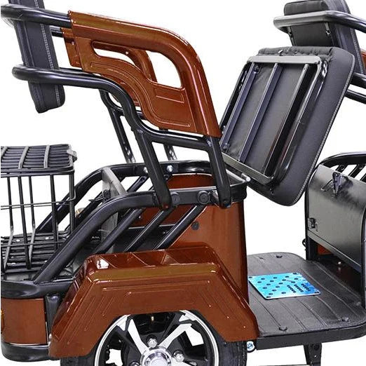 Brown and black shopping cart with a tray on a white background