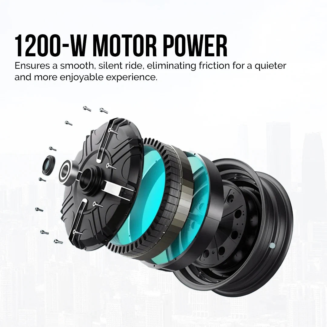 Motor with 1200-W power rating on a white background