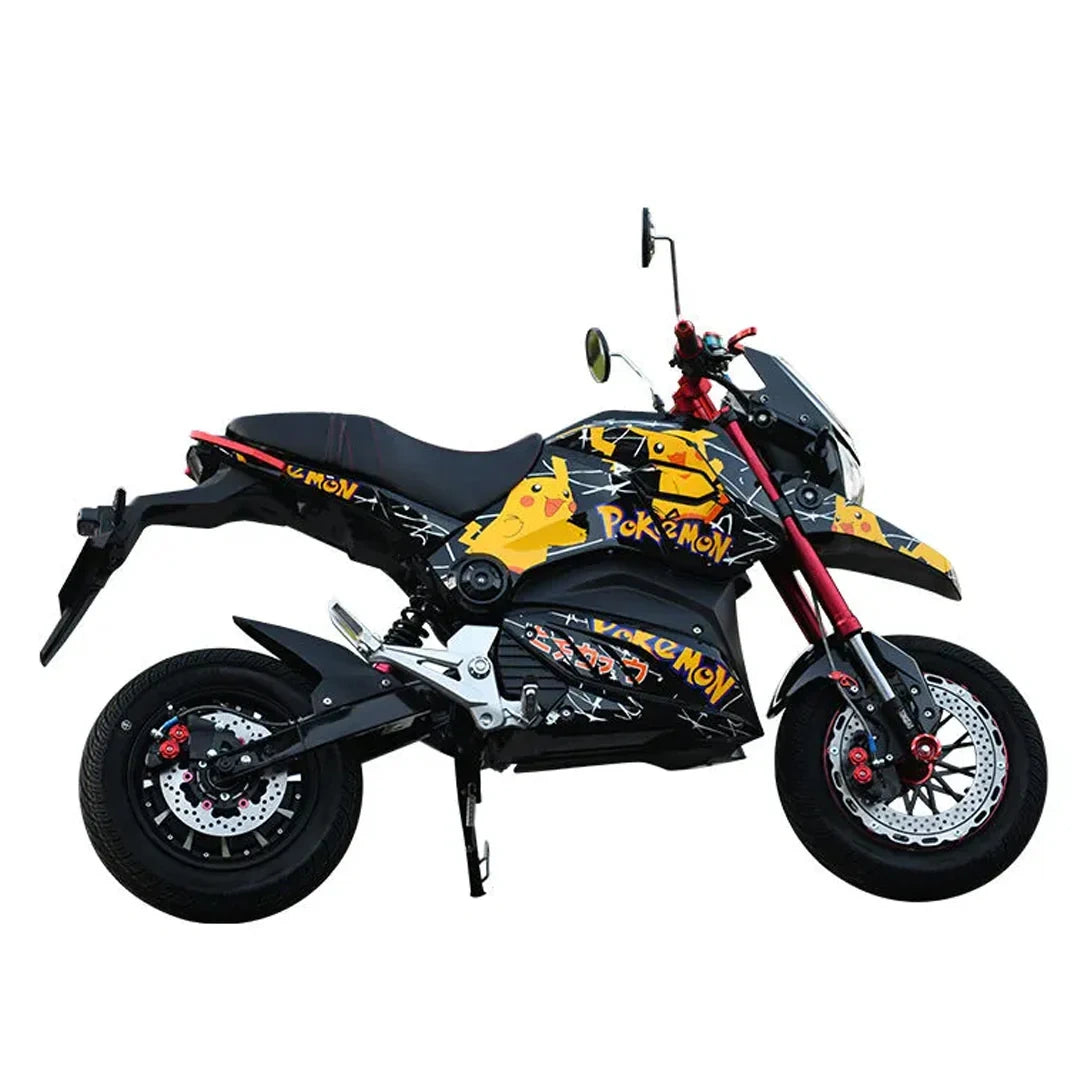 Motorcycle with Pokémon graphics on a white background