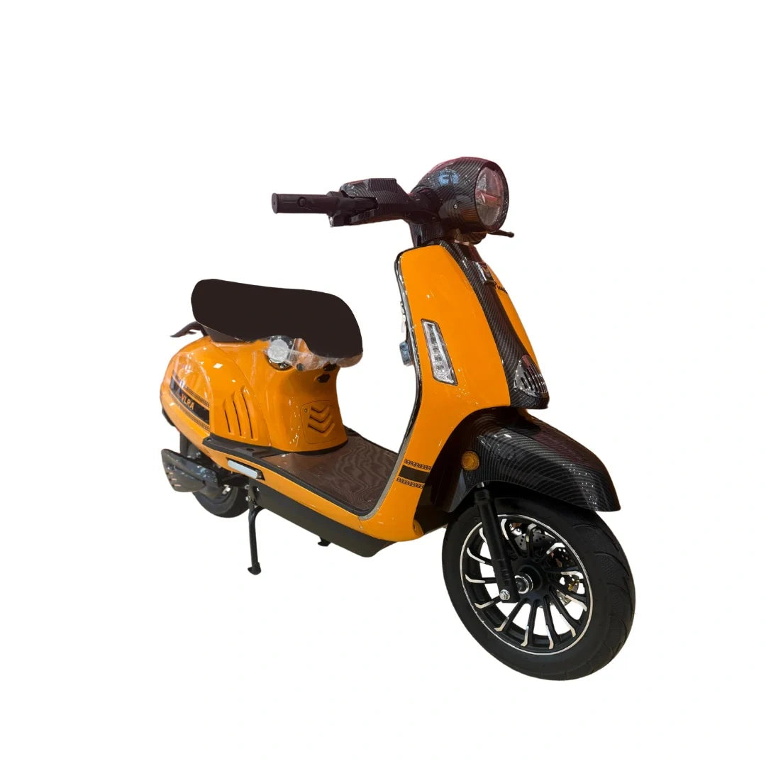 Orange scooter on a white background