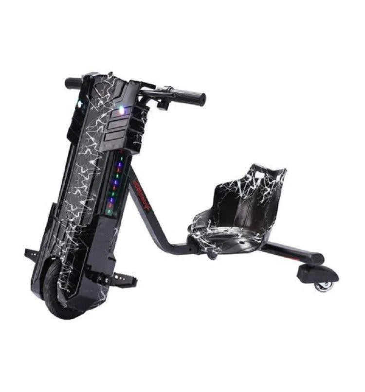 Black scooter with cracked design on a white background