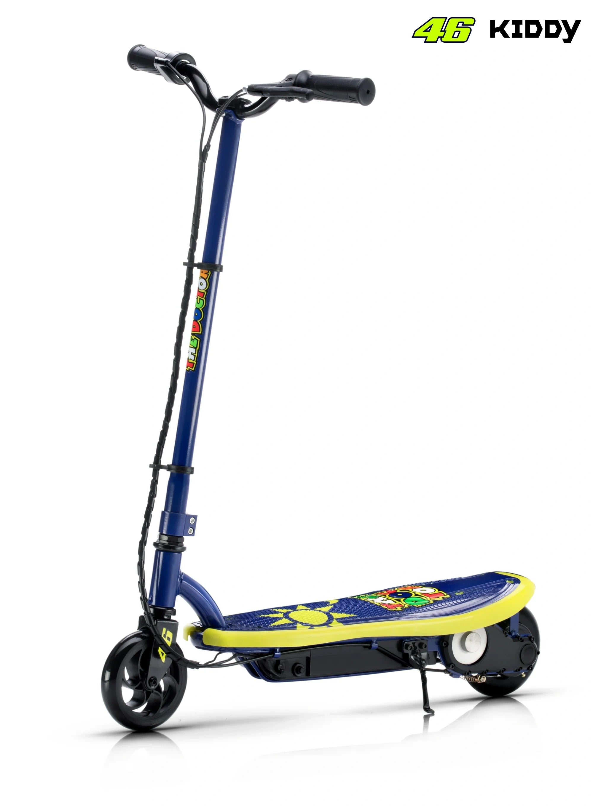 Children's scooter with colorful design on a white background