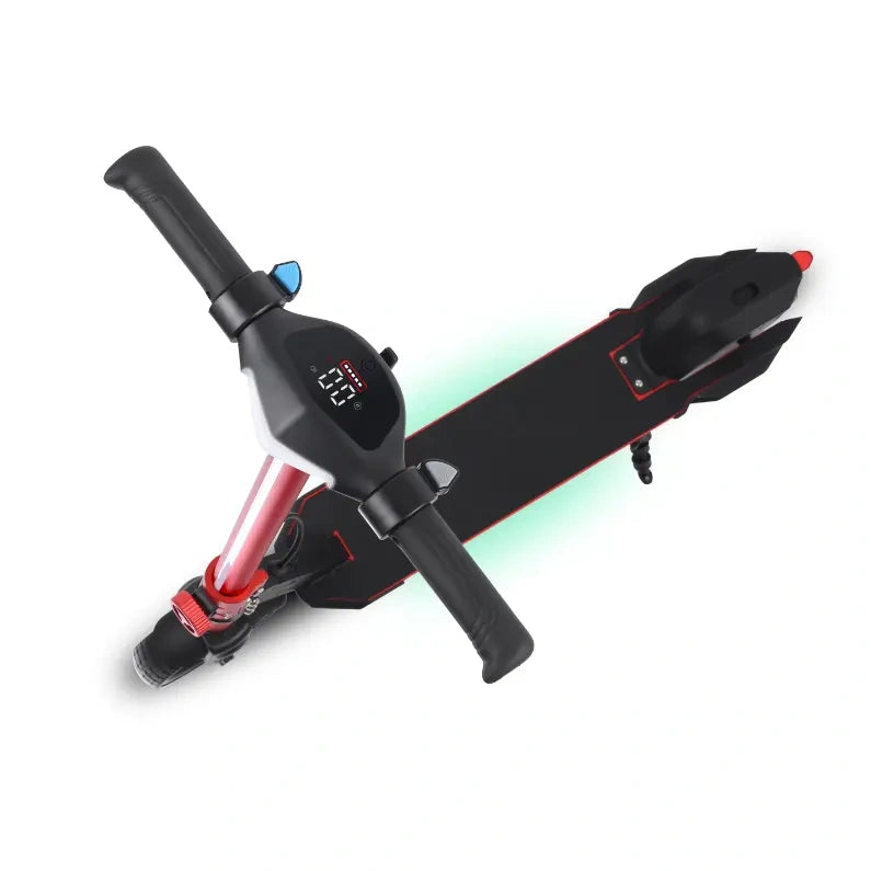 Black and red scooter on a white background