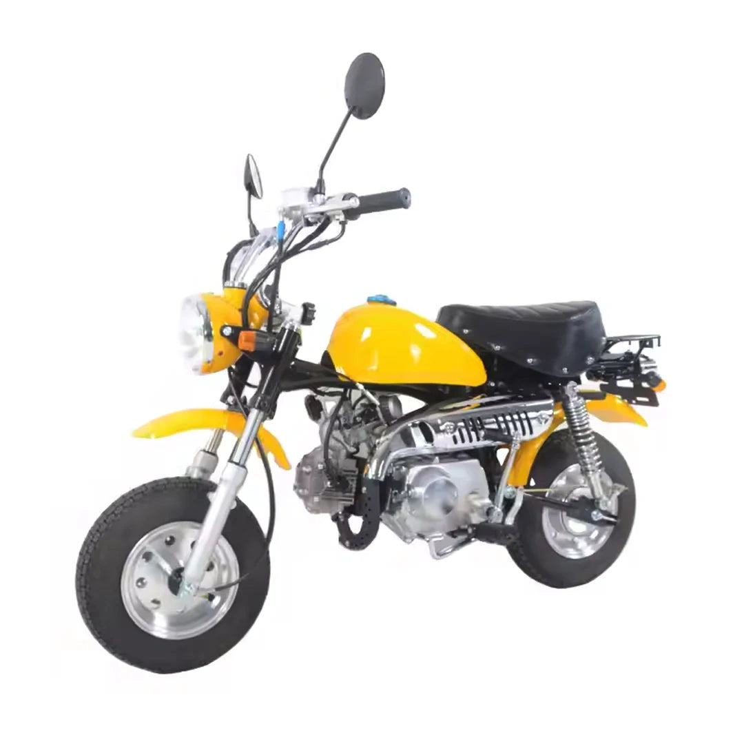 Yellow and black motorcycle model on a white background