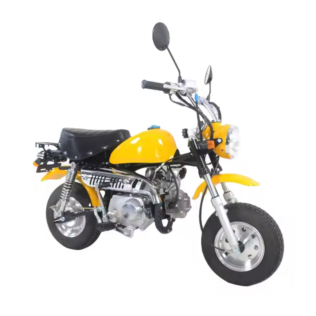 Yellow and black motorcycle on a white background