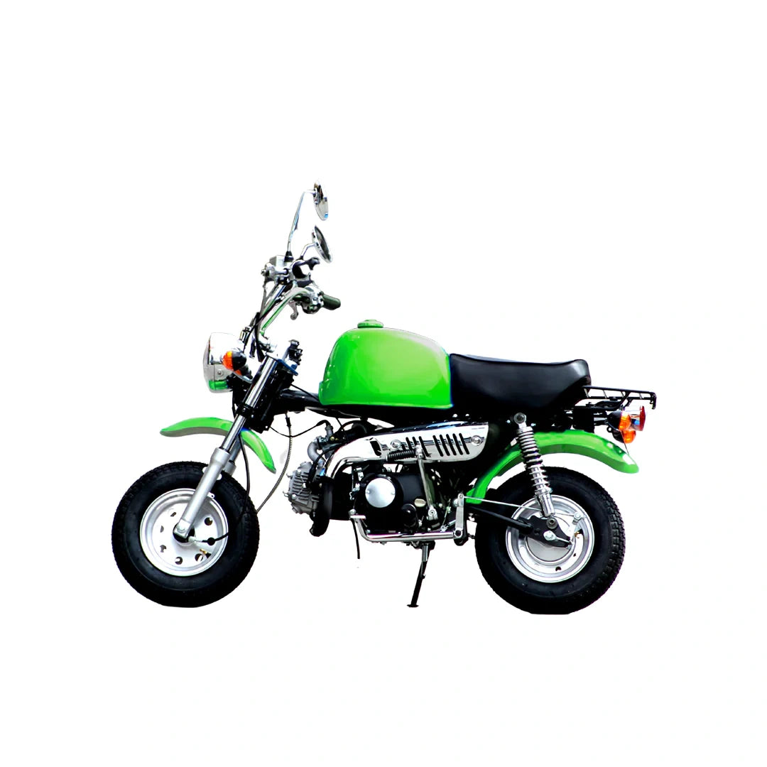 Green motorcycle on a white background