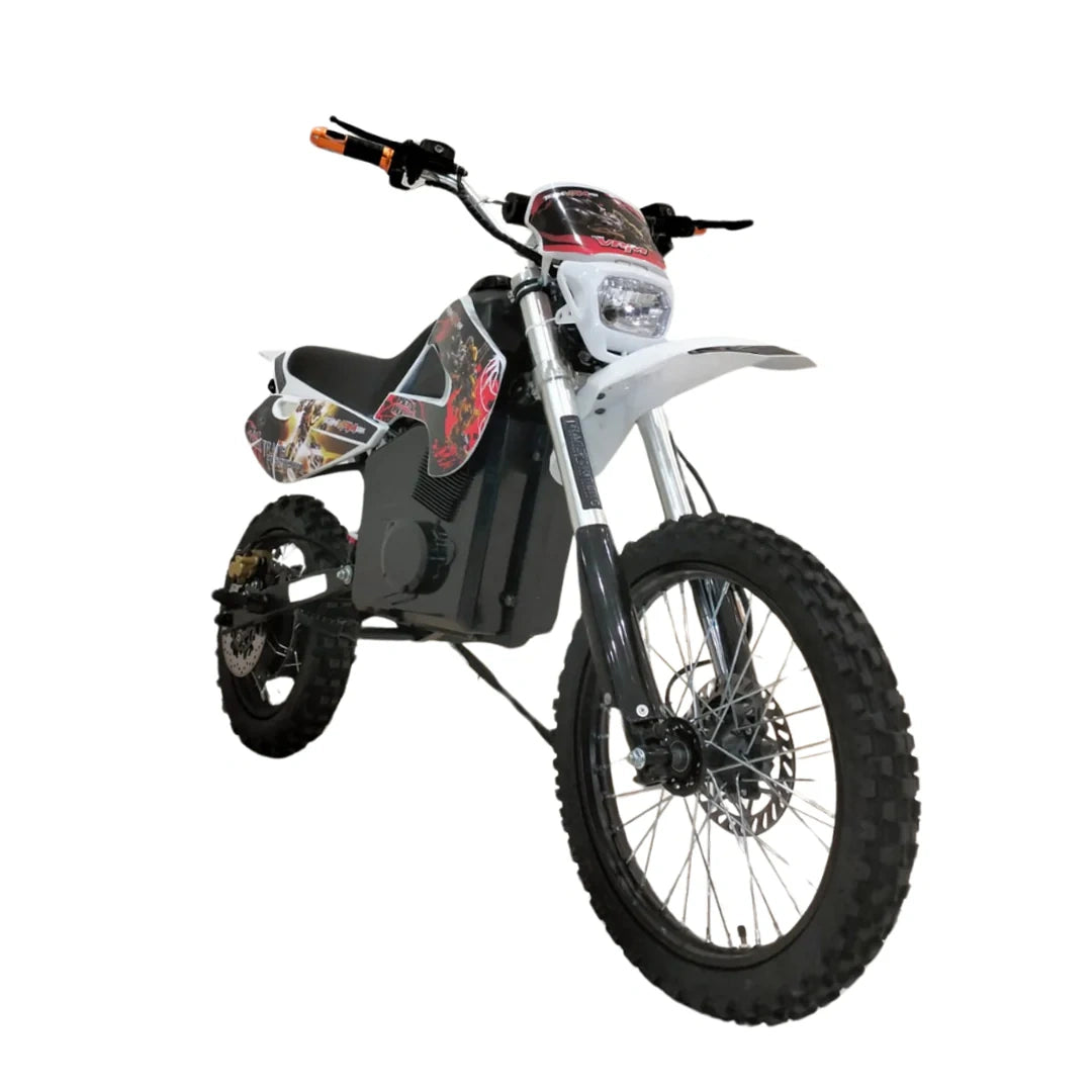 Children's dirt bike with off-road tires on a white background