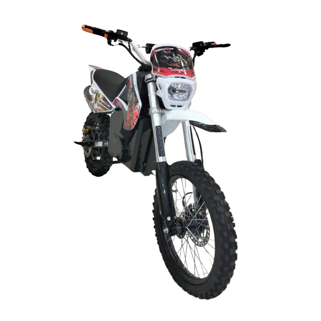 White dirt bike with black tires on a white background