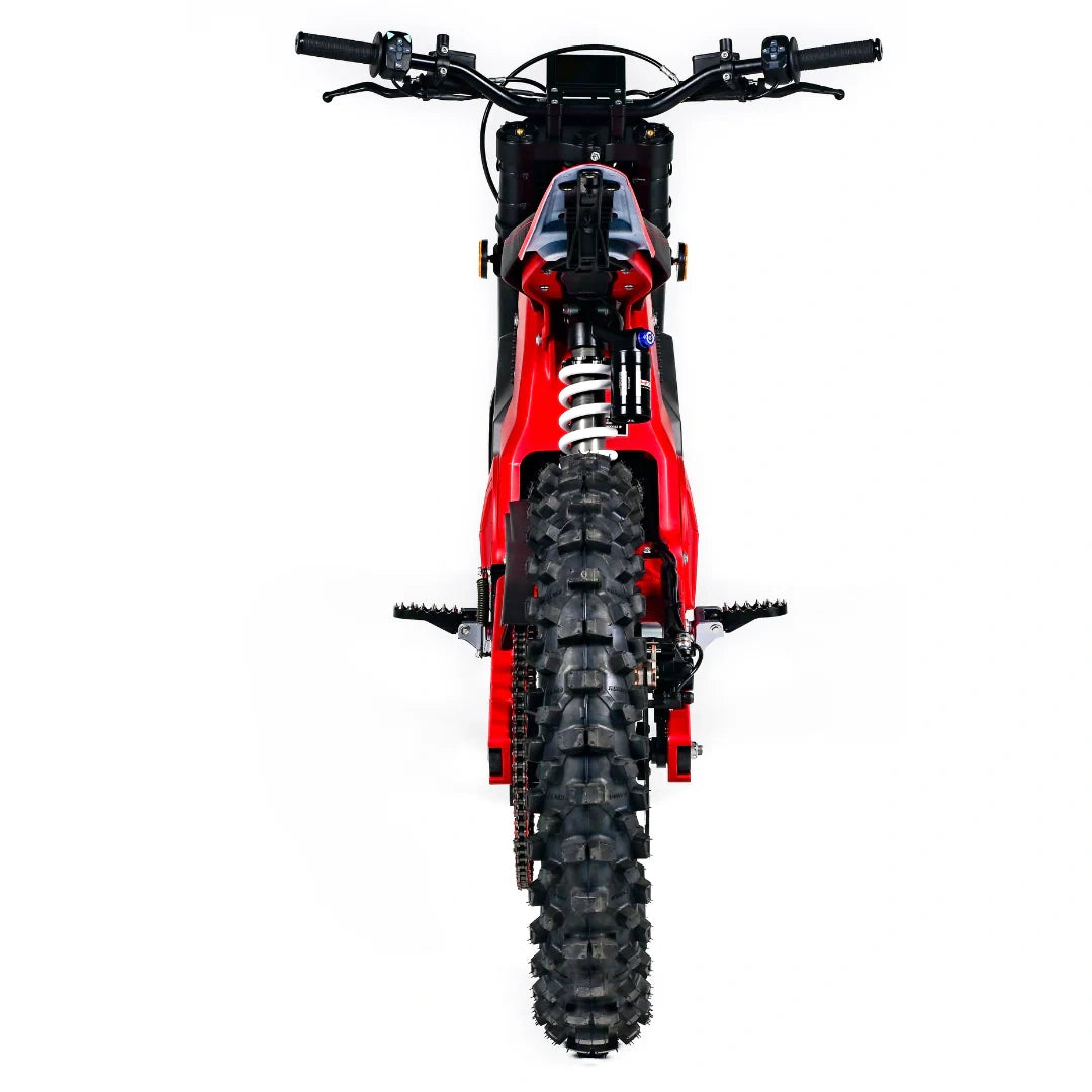 Red dirt bike on a white background