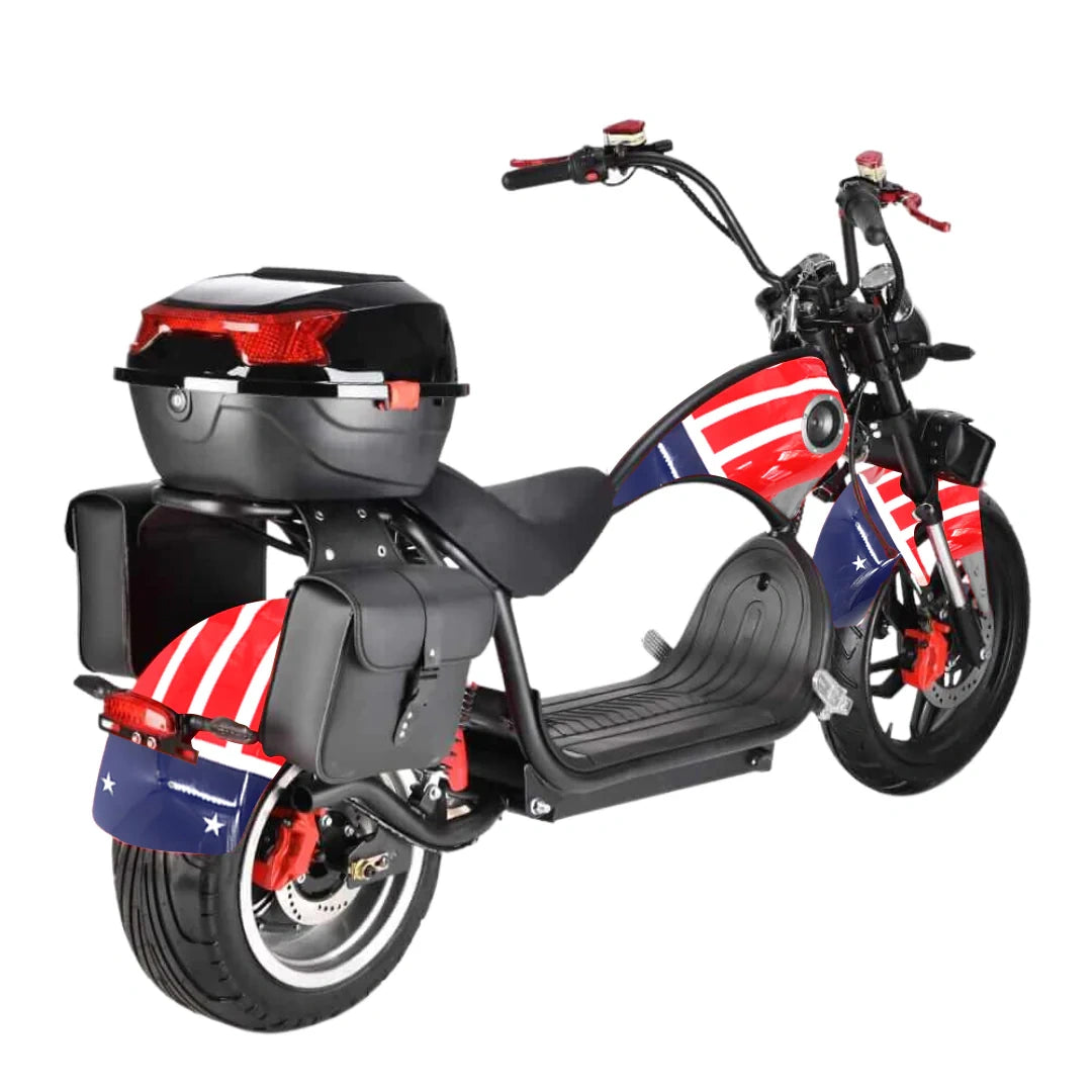 Motorcycle with a Union Jack design on a white background