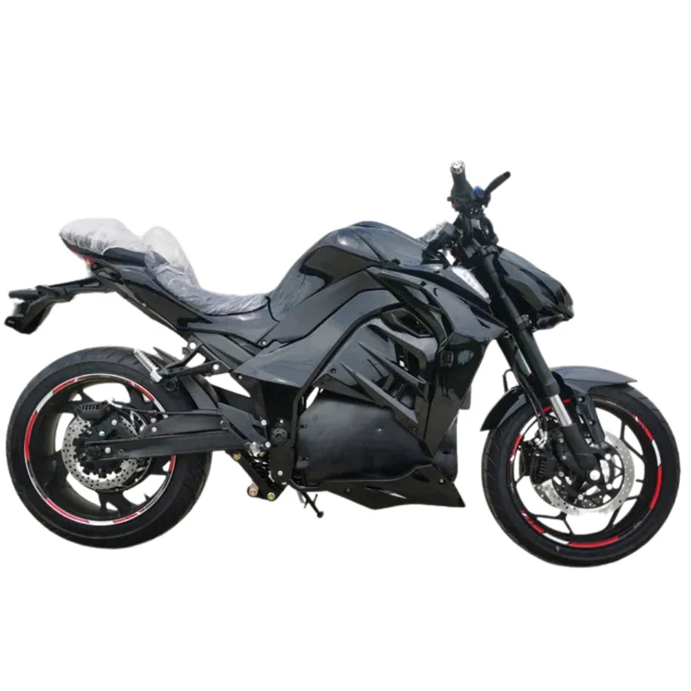 Black motorcycle on a white background