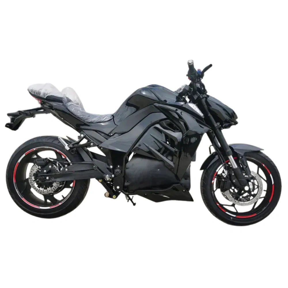 Black motorcycle on a white background