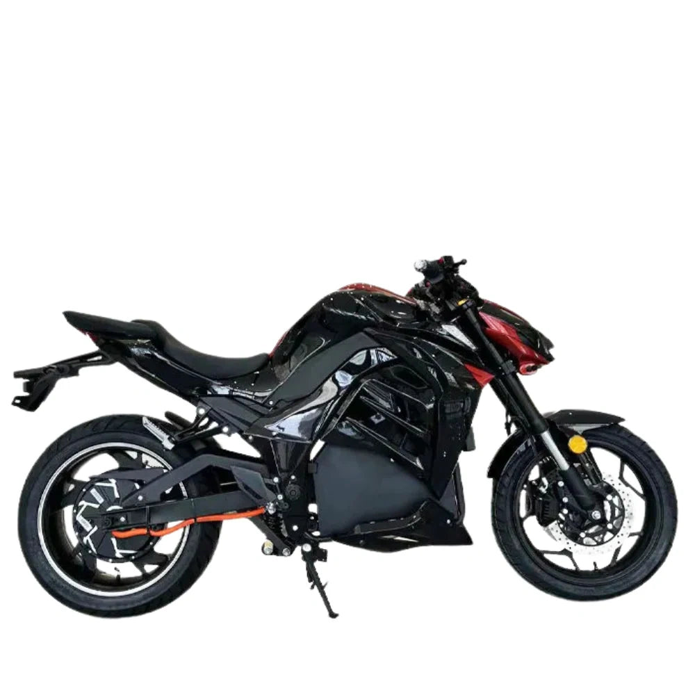 Black motorcycle on a white background