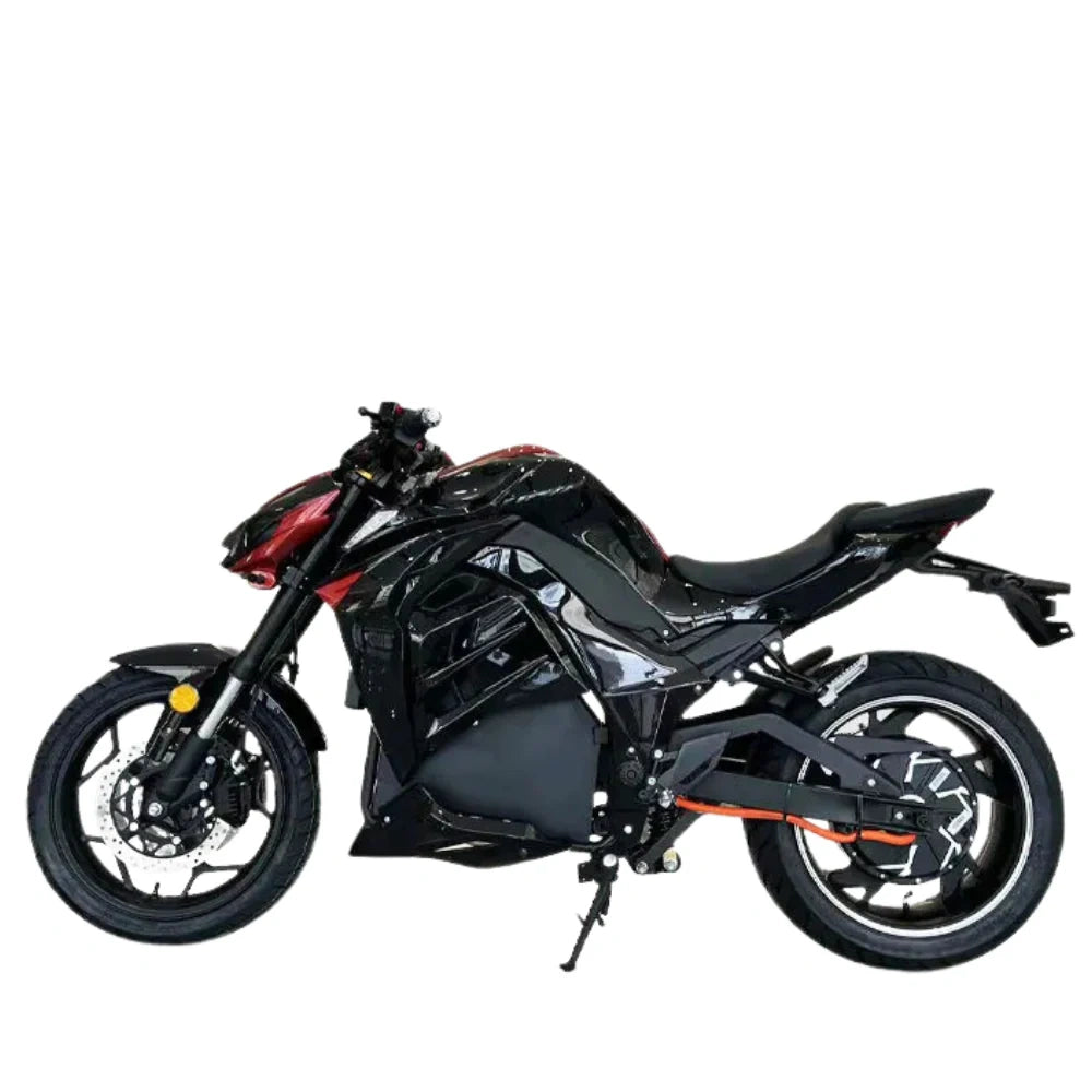 Black motorcycle on a white background