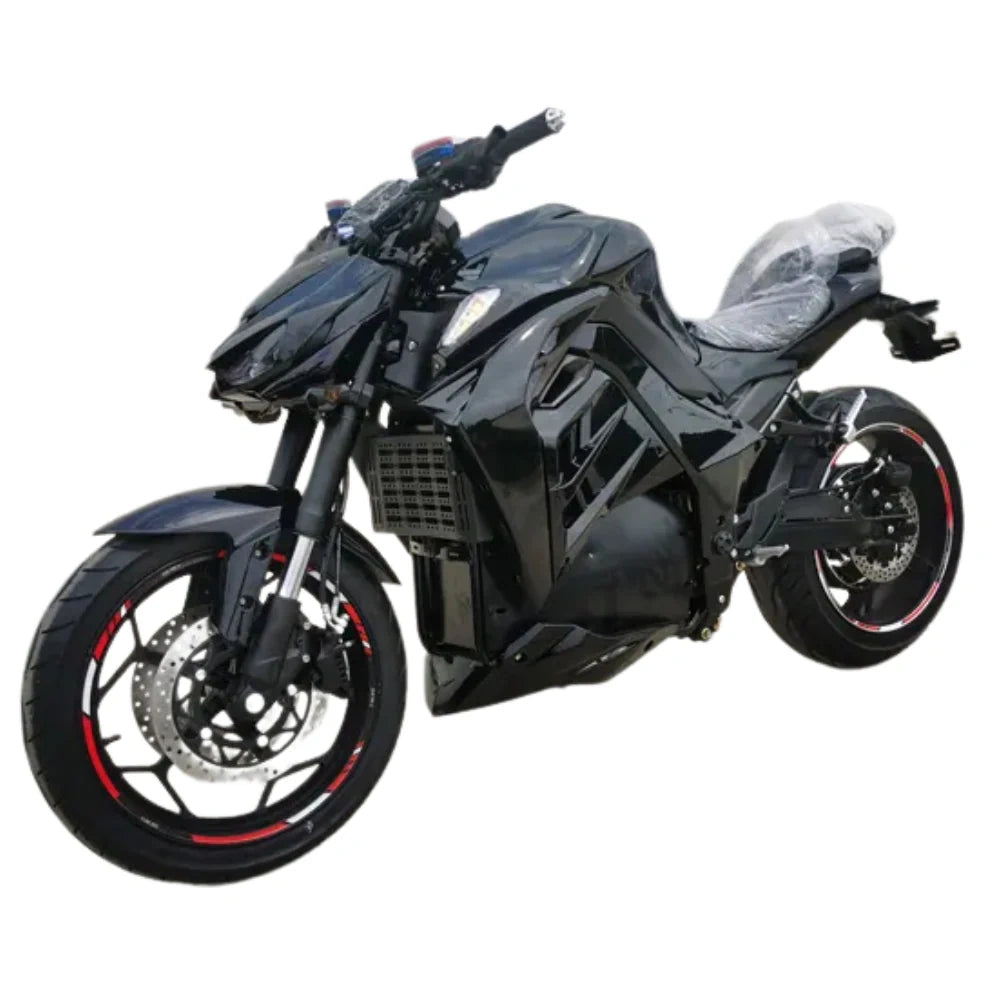 Black motorcycle on a white background