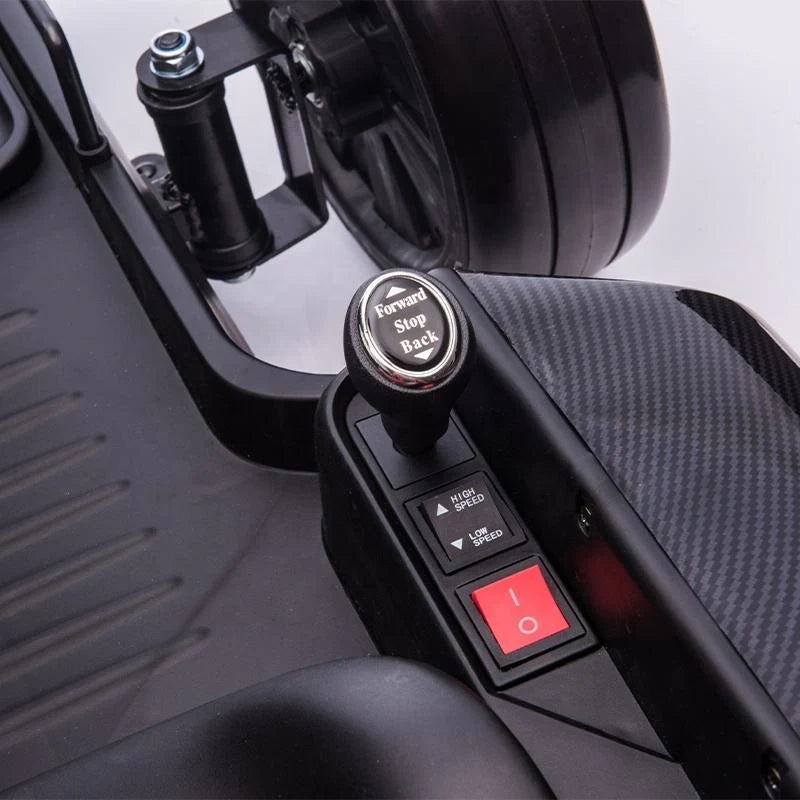 Control panel with buttons on a vehicle, featuring 'Forward Stop Back' and other controls.