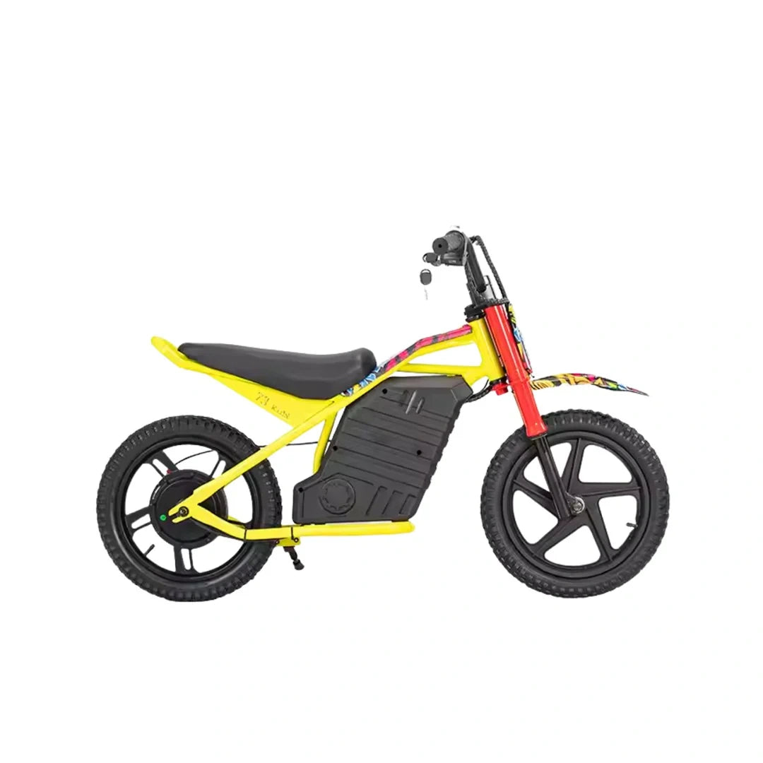 Yellow and black electric bike on a white background