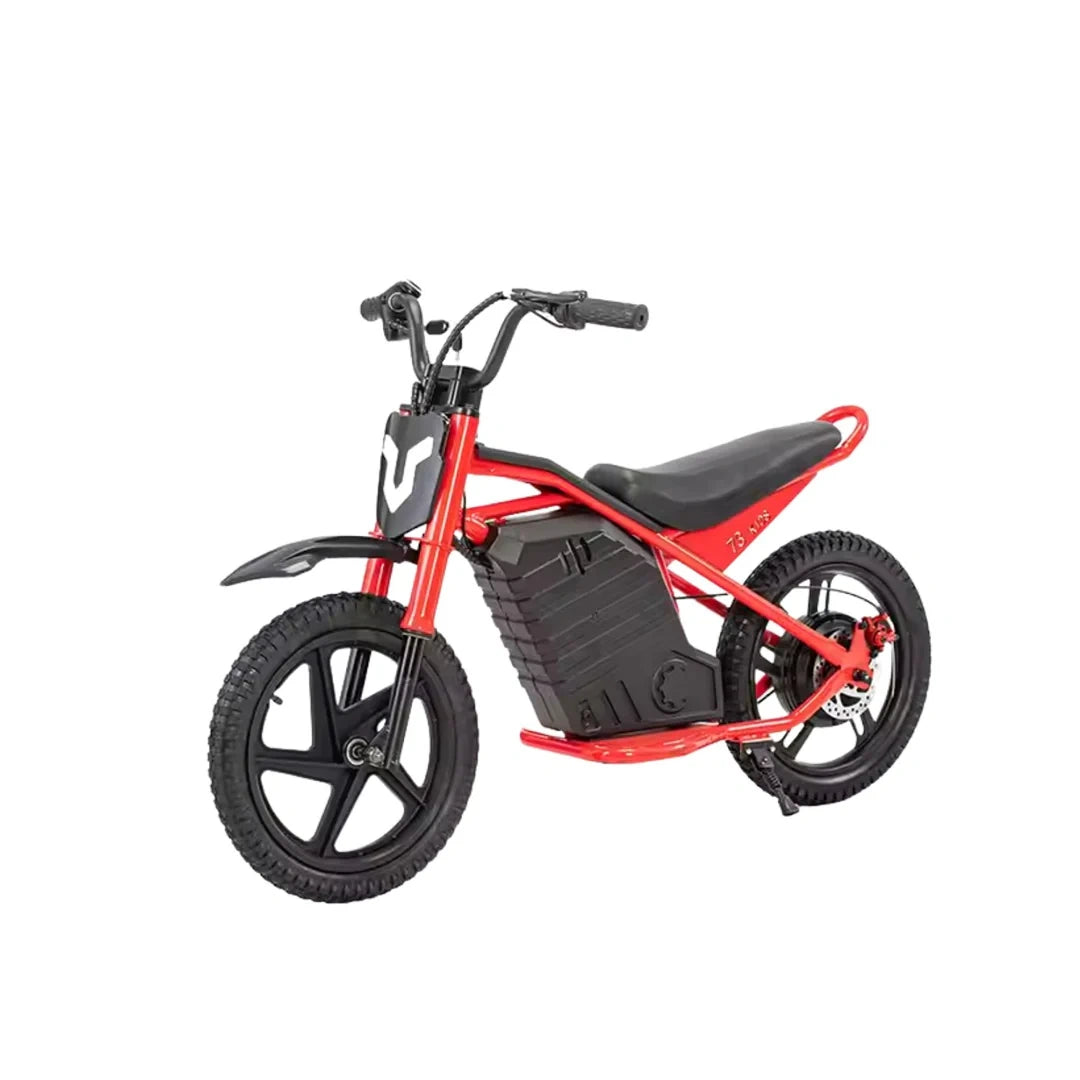 Red and black electric bike on a white background