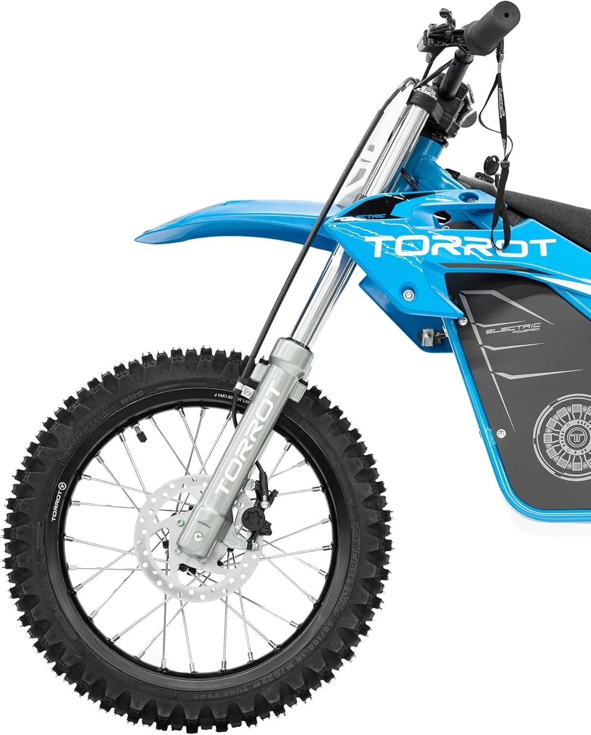 Blue electric bike with 'TORROT' branding on a white background