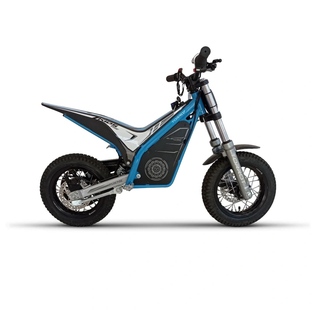 Blue and black electric bike on a white background
