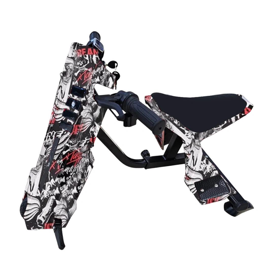 Stepper with black, white, and red design on a white background