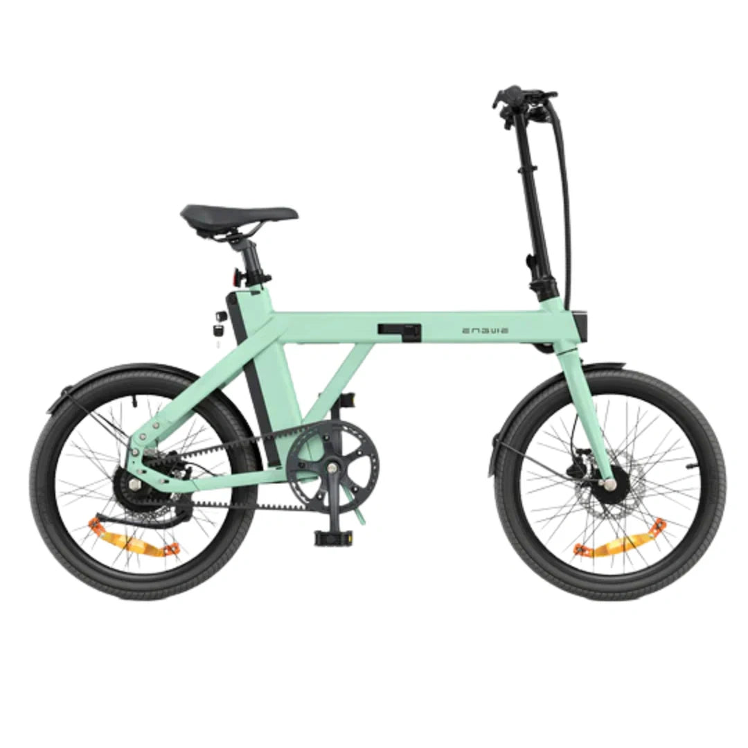 Mint green electric bike on a white background
