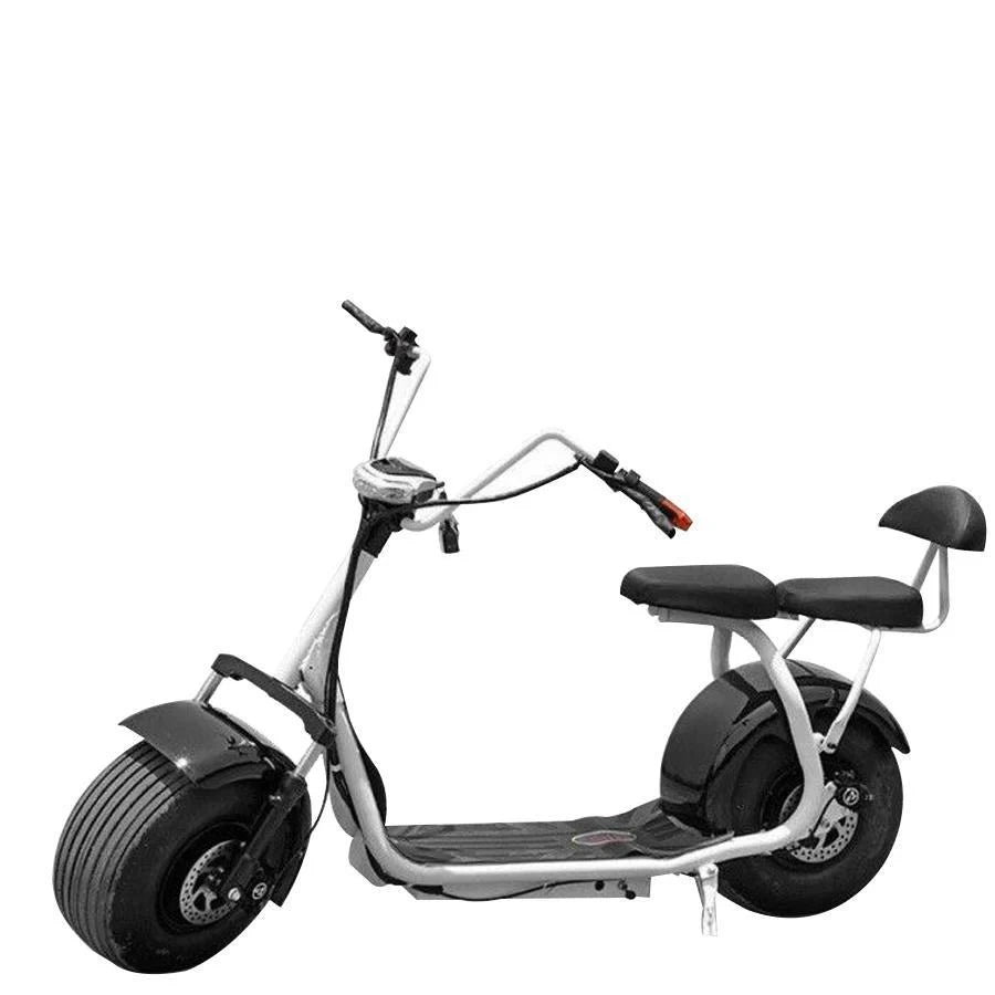 Electric scooter with large wheels on a white background