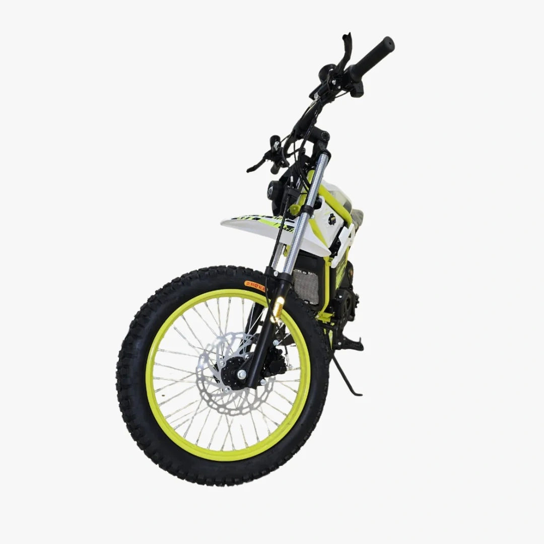 Electric bike with yellow rim on a white background