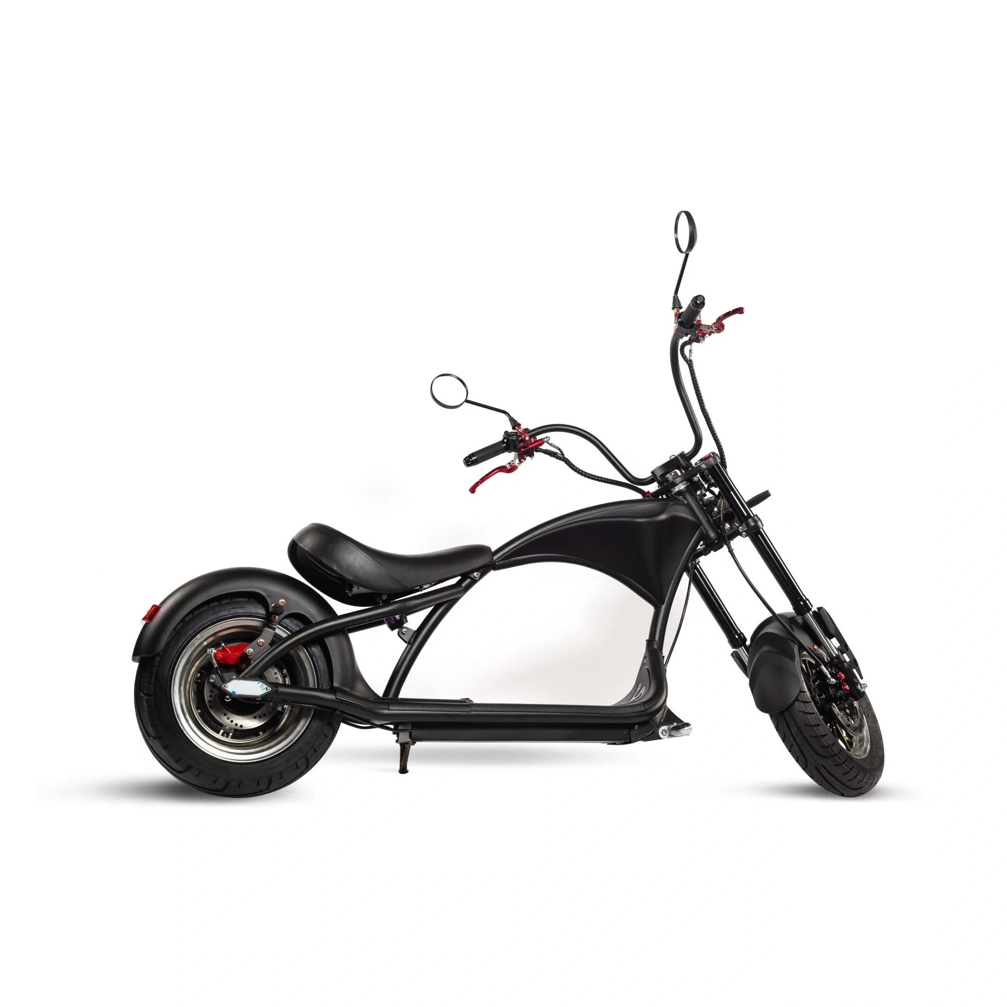Black electric scooter on a white background