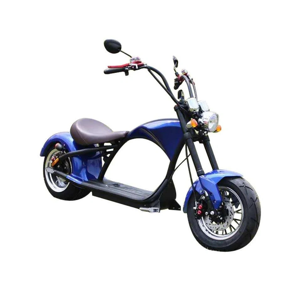 Blue electric scooter on a white background