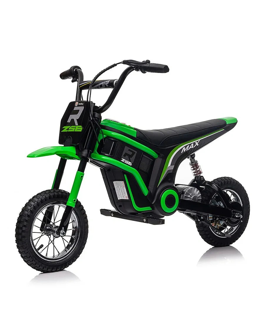 Green and black electric bike on a white background