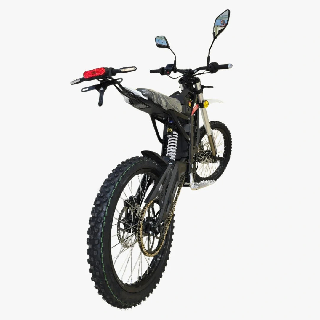 Black electric bike with fat tires on a white background