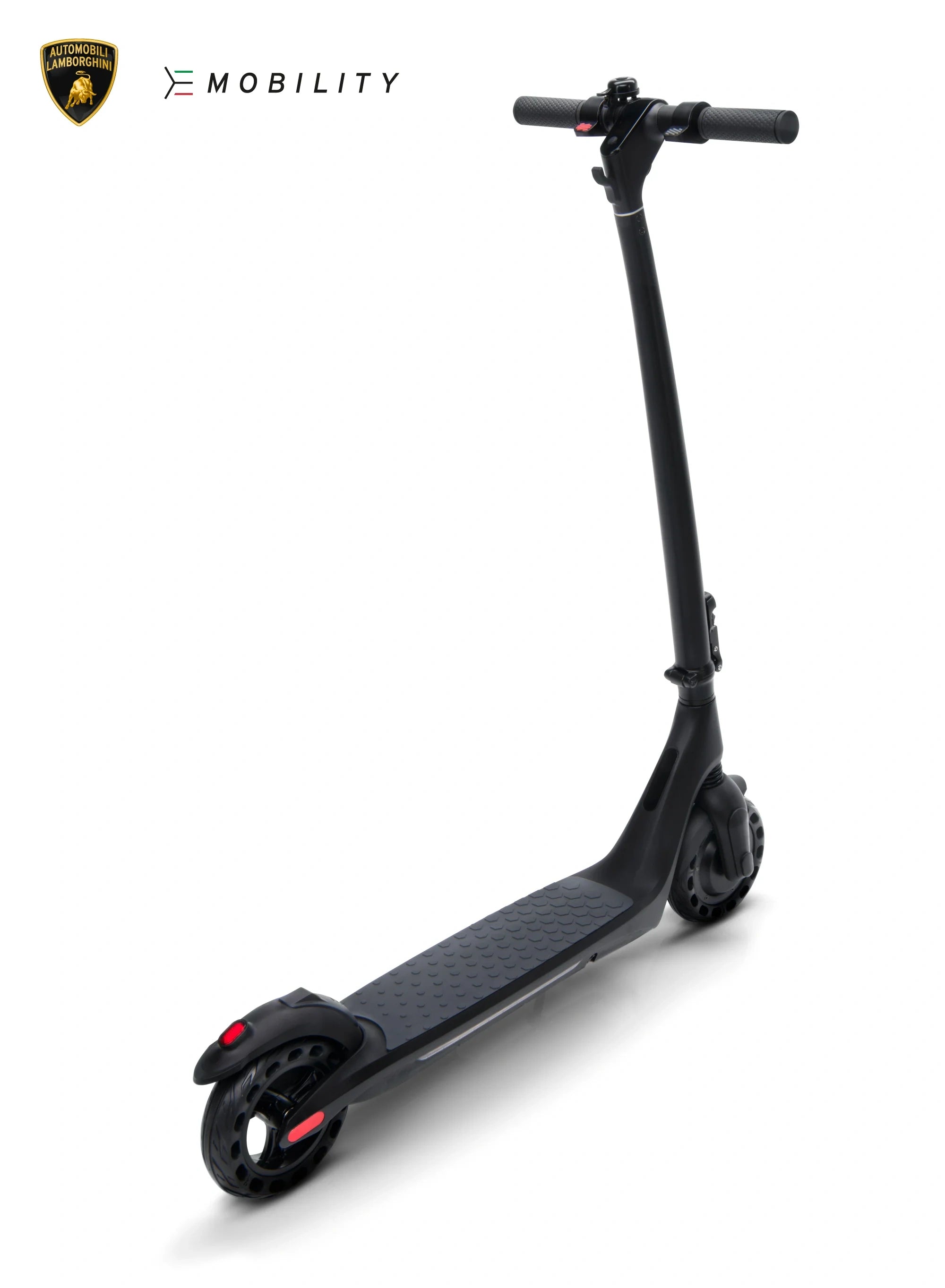 Black scooter with Lamborghini Mobility logo on a white background