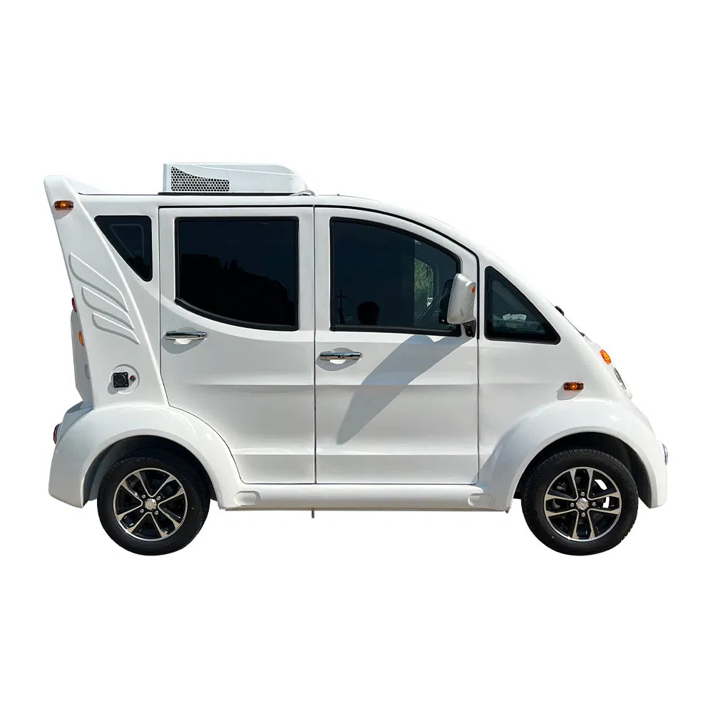 White electric vehicle on a white background