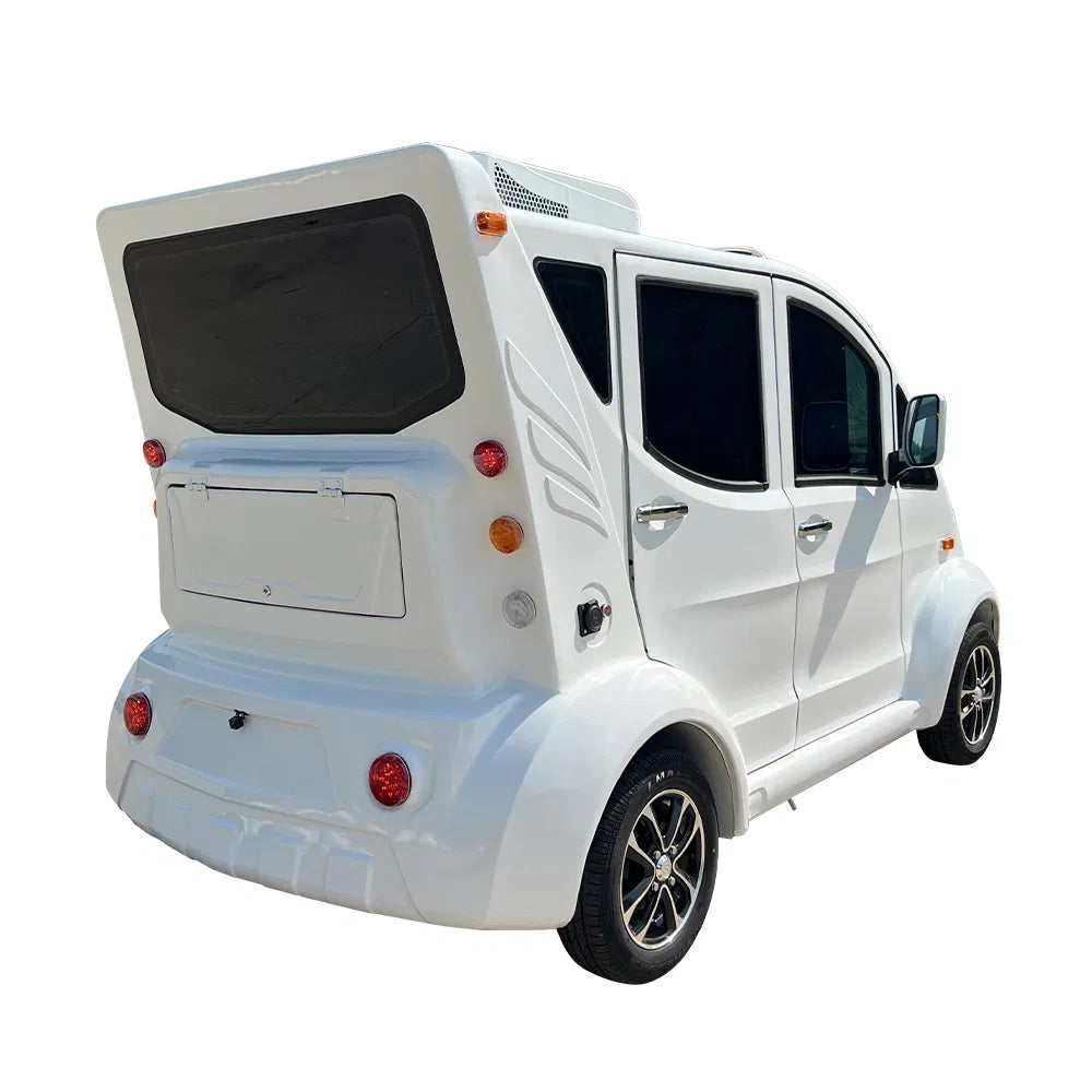 White electric vehicle on a white background