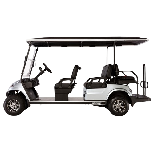 Electric golf cart with a canopy on a white background
