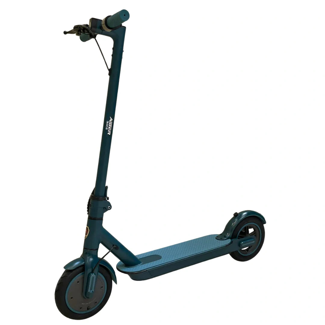 Dark blue electric scooter on a white background