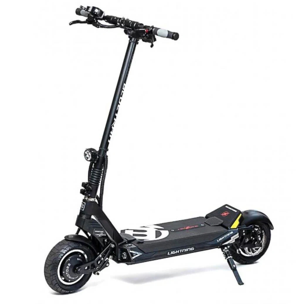 Black electric scooter on a white background