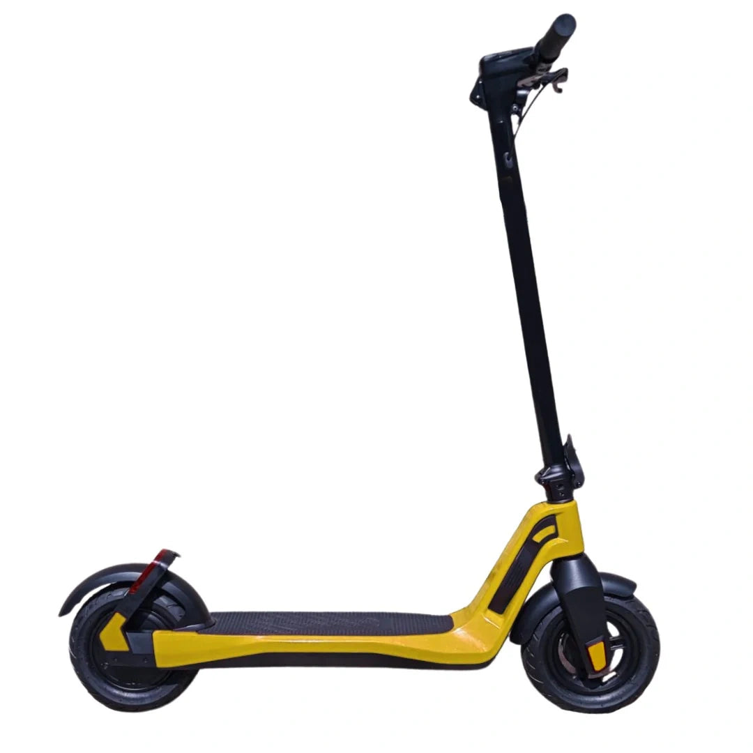 Yellow and black scooter on a white background