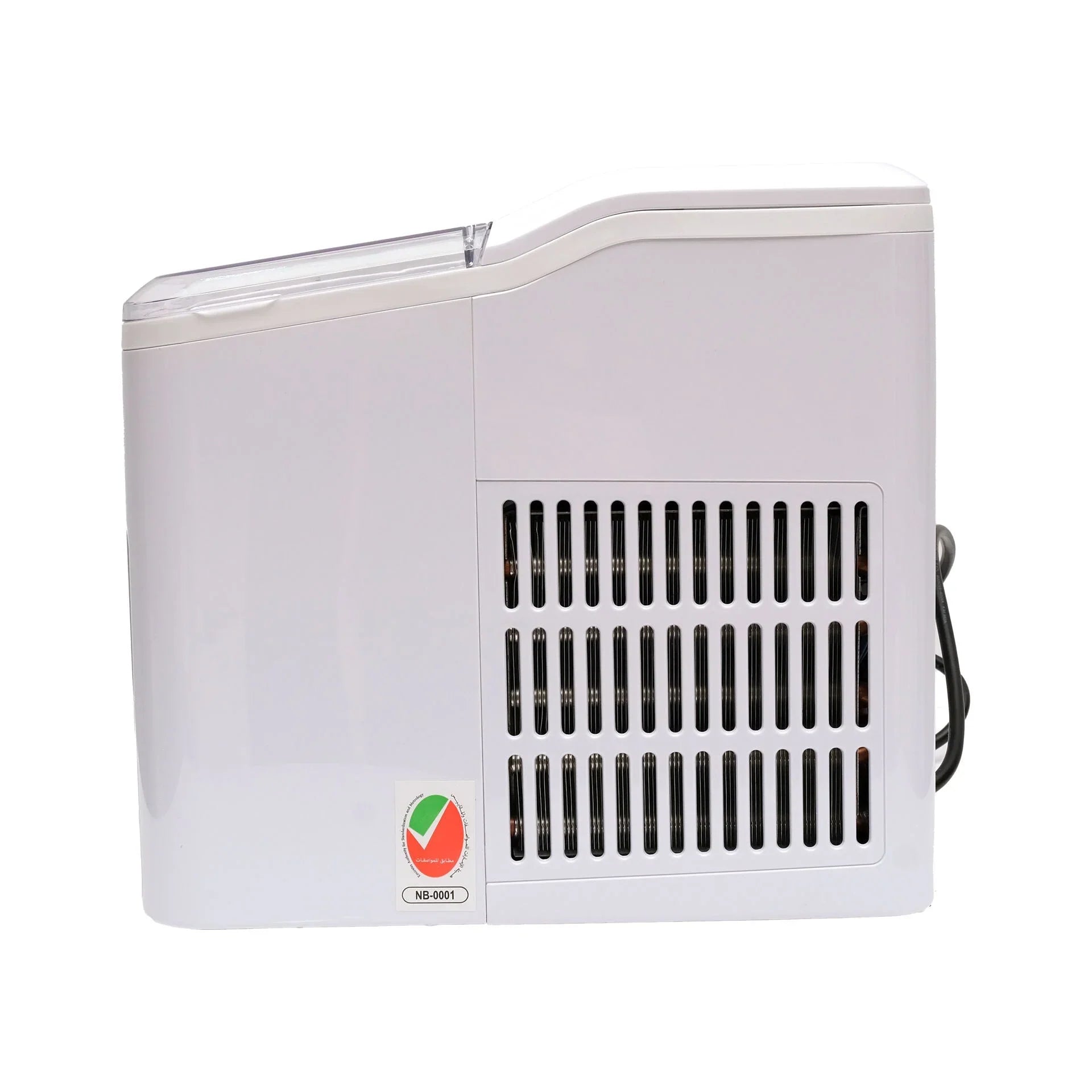 White electronic device with a clear cover on a white background