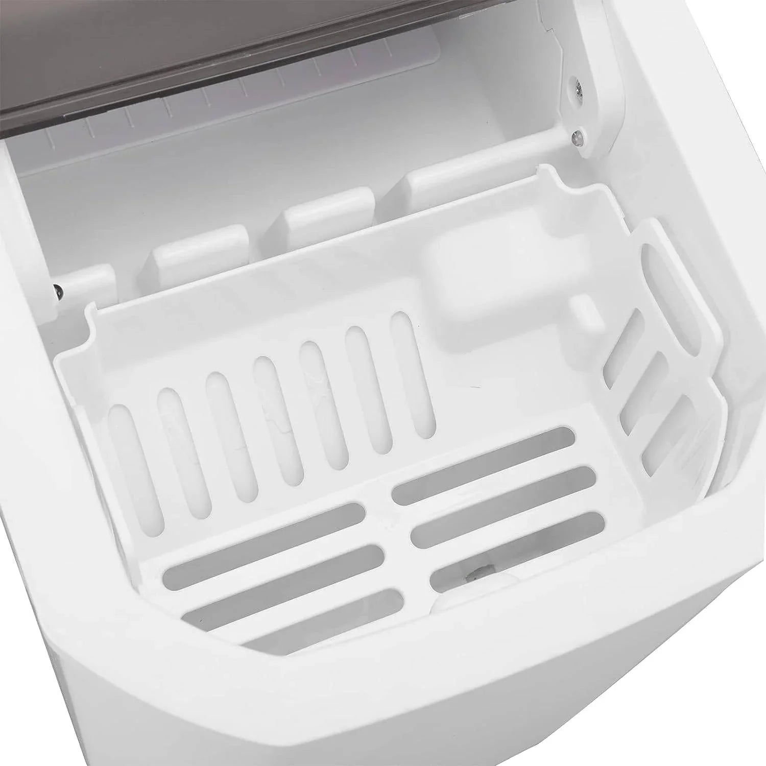 White laundry basket with a lid on a white background