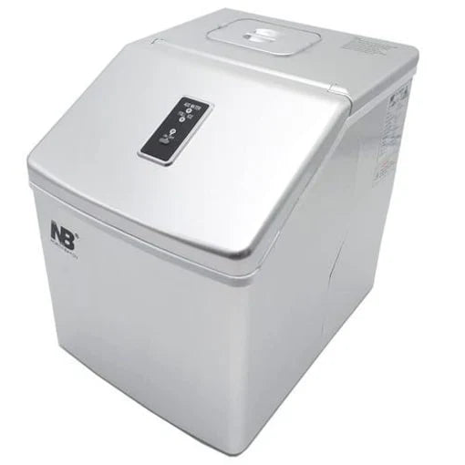 White ice maker with control panel on a white background