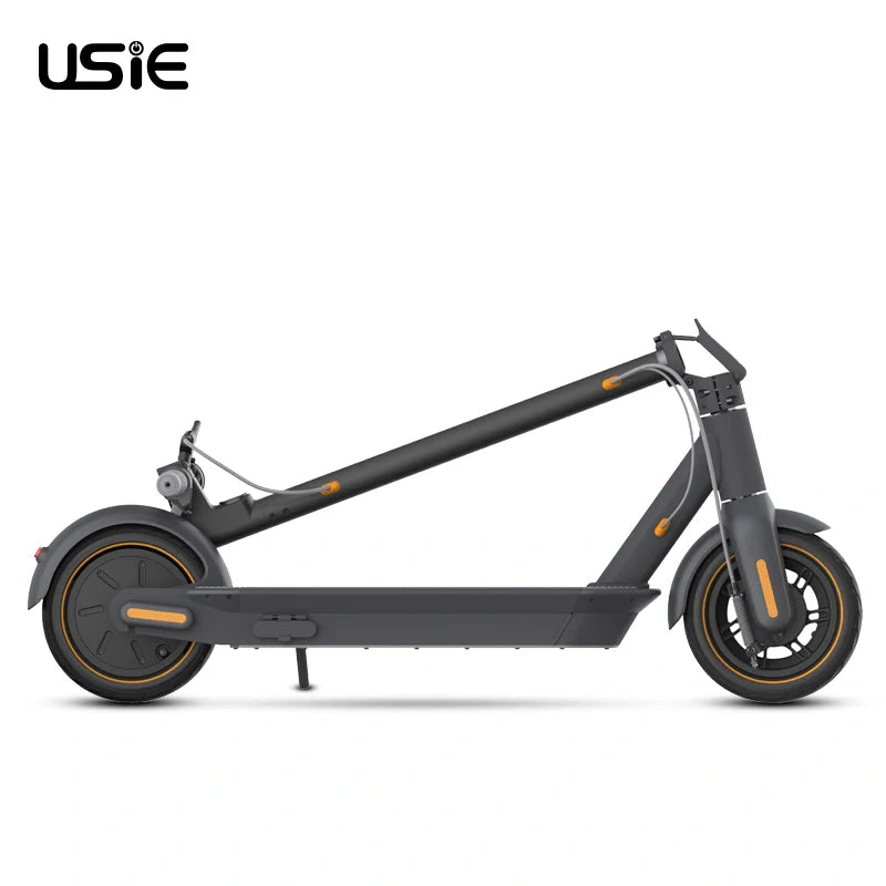 Black electric scooter with orange accents on a white background, featuring the WSIE brand.