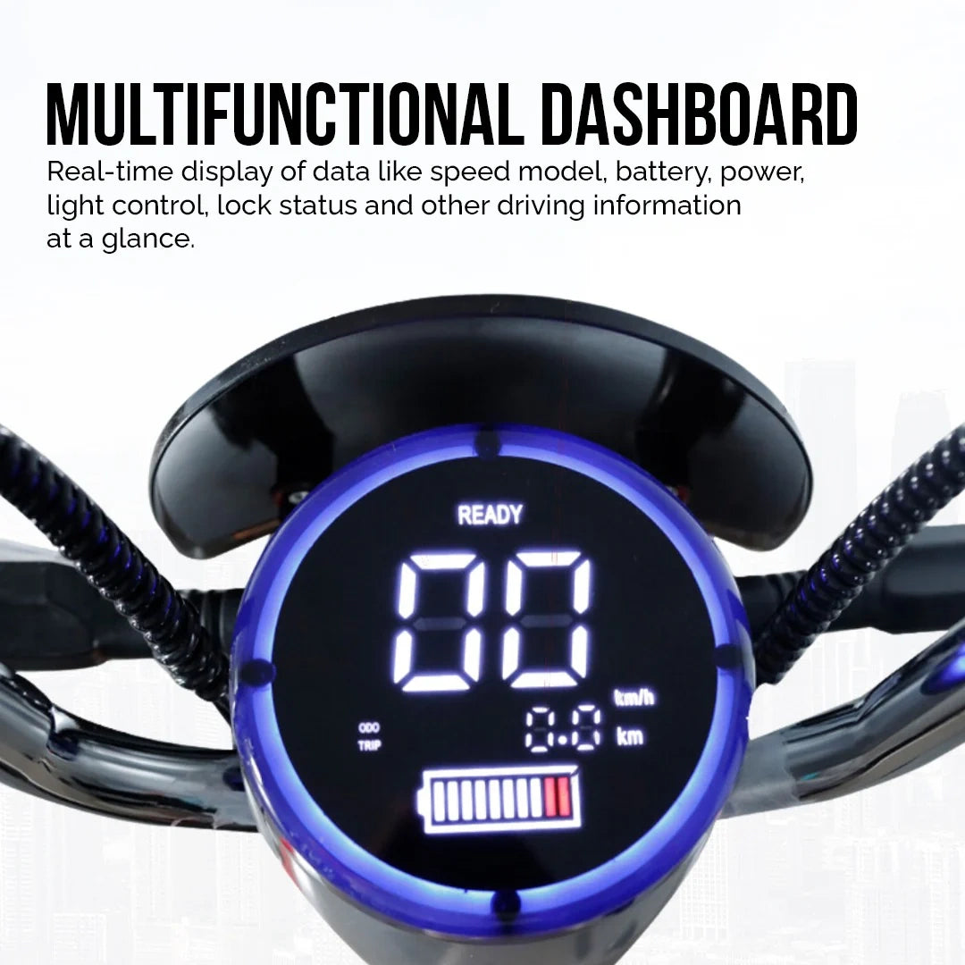 Multifunctional dashboard with digital display on a white background