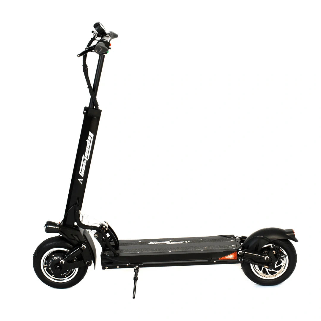 Black electric scooter on a white background