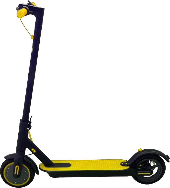 Yellow and black electric scooter on a white background